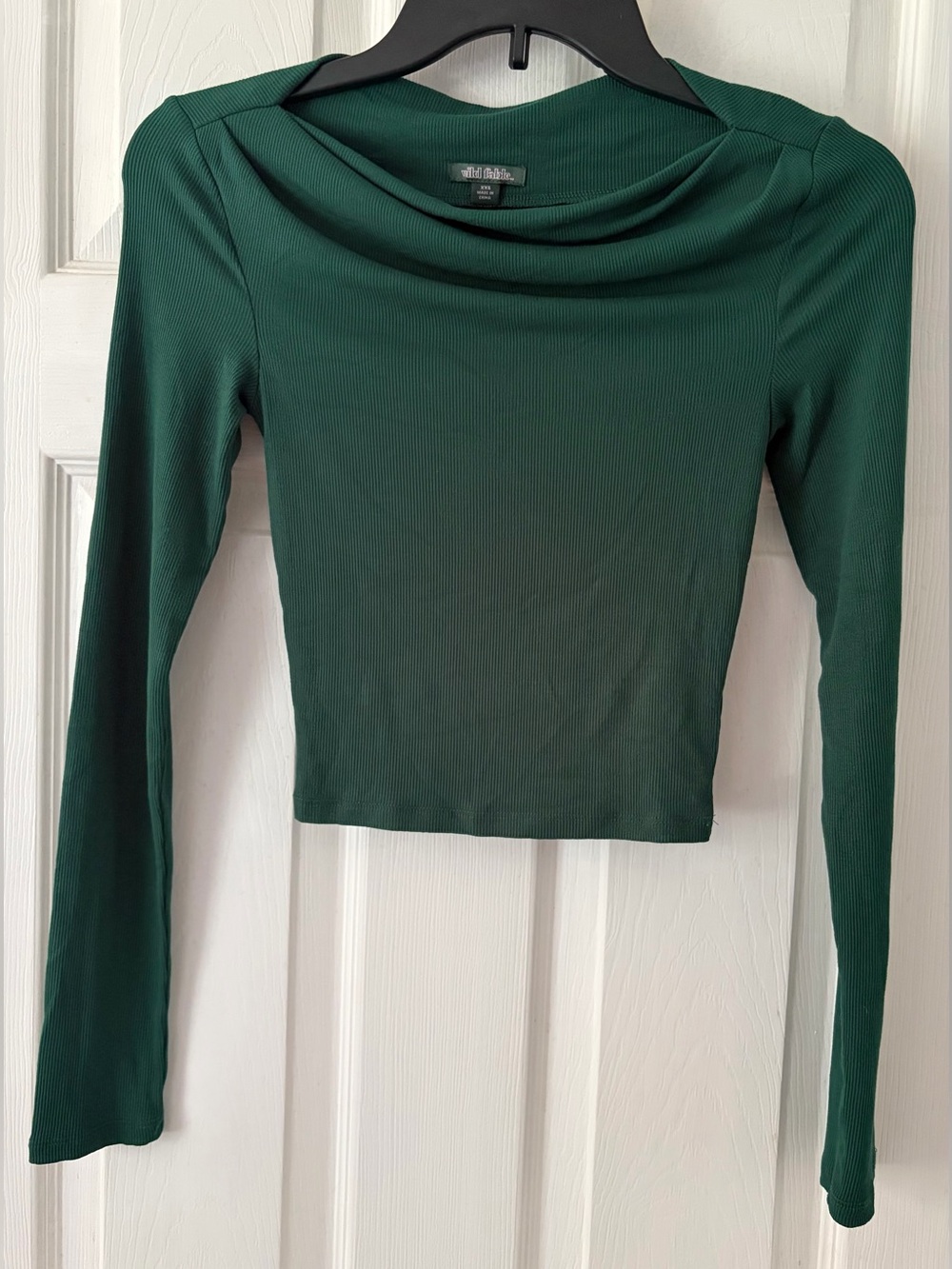 wild fable Deep Green Long-Sleeve Ribbed Top